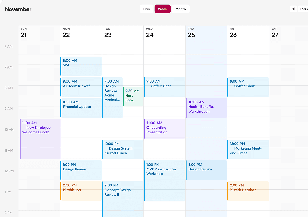 Team calendar and schedule
